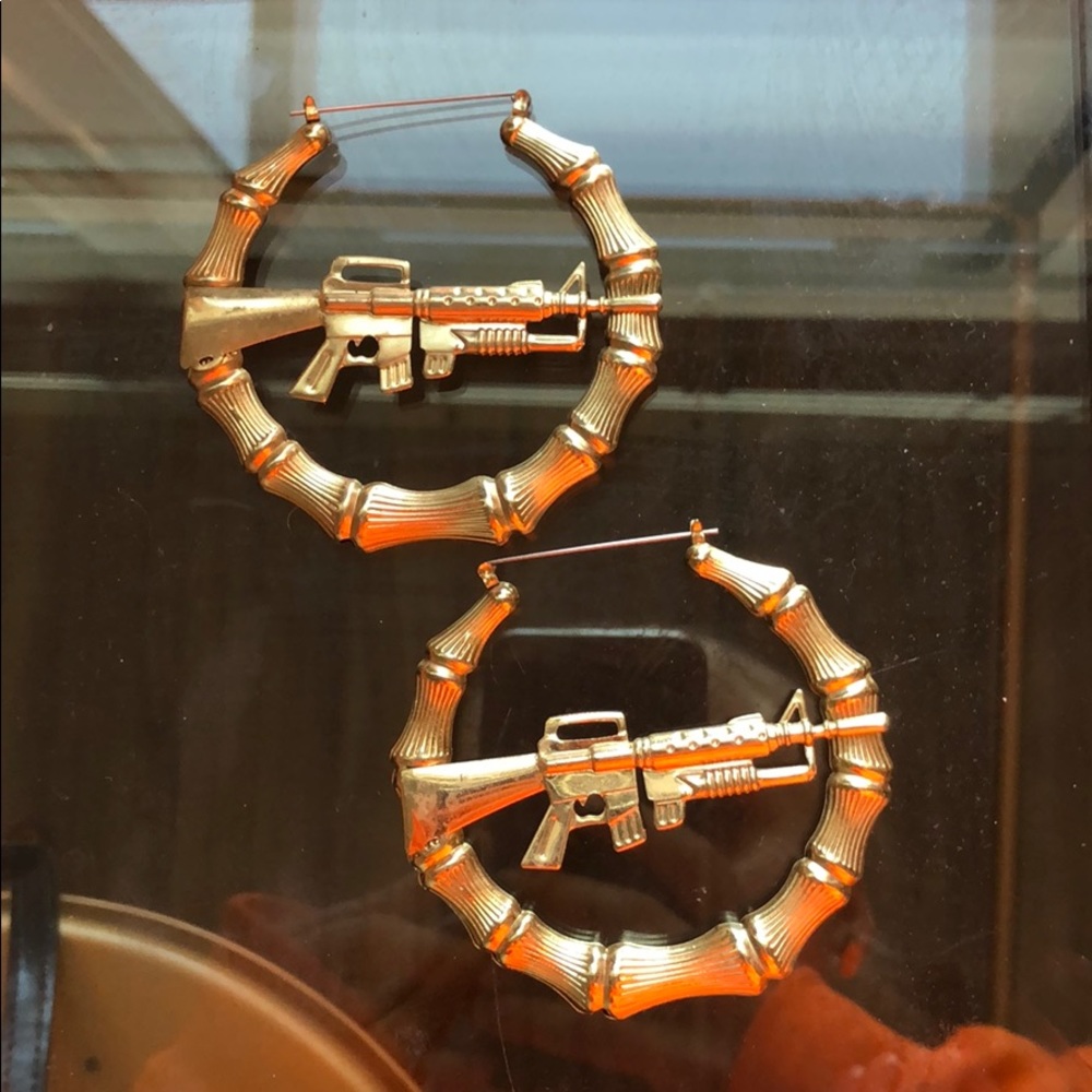 Gun Bamboo Hoop earrings